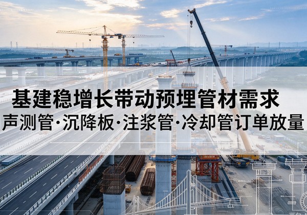 清流基建稳增长带动预埋监测管材需求，声测管、沉降板、注浆管订单持续放量